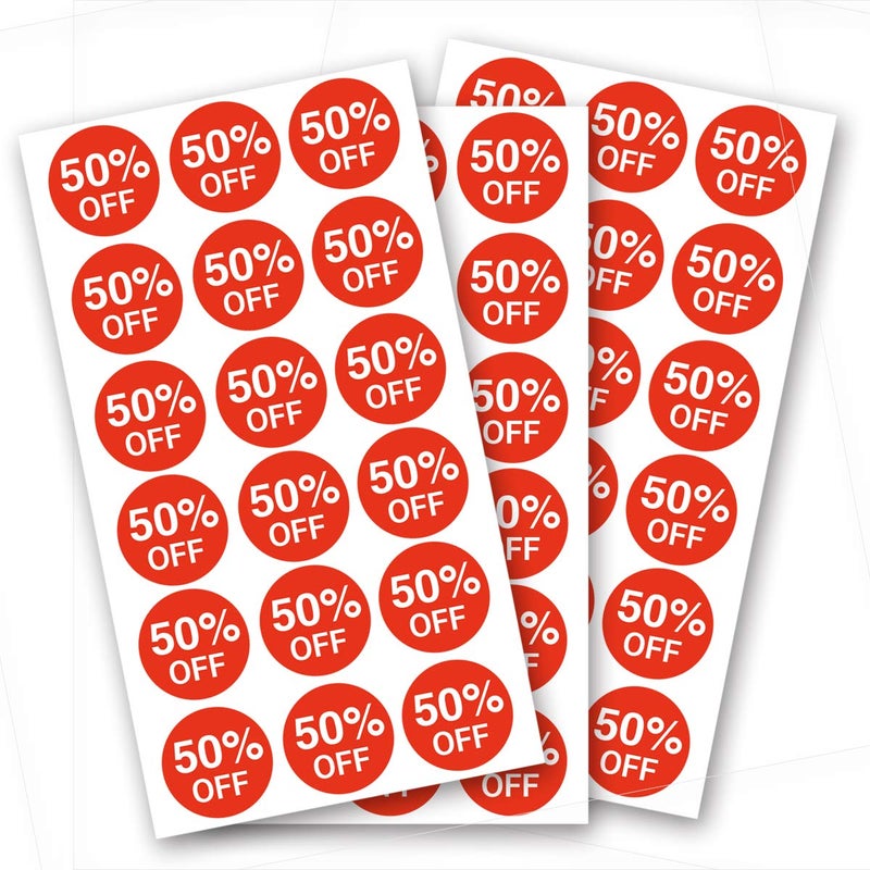 Besttile 1080 Pcs 50 Percent Off Stickers,Price Stickers for Retail Store 3/4 Inch - Image 1